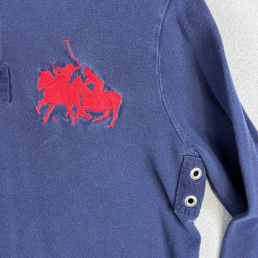 Polo Ralph Lauren Polo Shirt Fits M Long Sleeve #3 Big Pony Blue Preppy Rugby